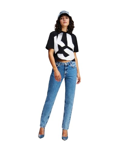 KARL LAGERFELD JEANS, Damen, Mid Rise Slim Denim, Slim Leg, Washed Dark Blue, 2430 von KARL LAGERFELD JEANS