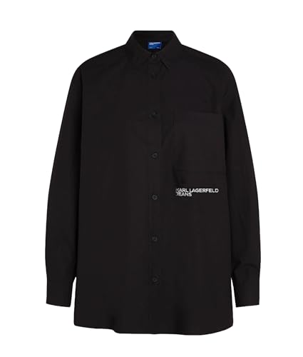 KARL LAGERFELD JEANS Women's Relaxed Shirt, Black, Large von KARL LAGERFELD JEANS
