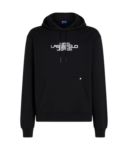 KARL LAGERFELD JEANS Herren Foil Logo Hoodie Normale Passform, Schwarz, XXL von KARL LAGERFELD JEANS