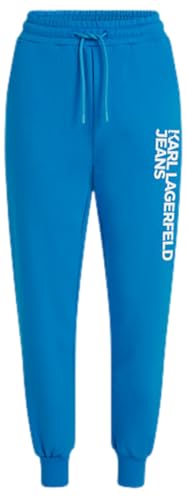 Karl Lagerfeld Jeans Damen Essential Logo Slim Sweatpant Slim Fit, Blau, M von KARL LAGERFELD JEANS