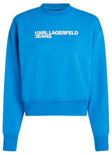 Karl Lagerfeld Jeans Damen Essential Logo Sweat Regular Fit, Blau, XS von KARL LAGERFELD JEANS