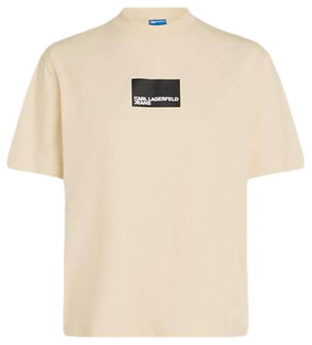 Karl Lagerfeld Jeans Damen Regular Kurzarm Box Logo T-Shirt Normale Passform, Braun, L von KARL LAGERFELD JEANS