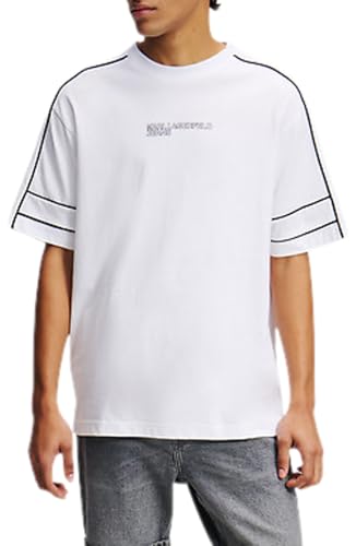 Karl Lagerfeld Jeans, Herren, Lockeres Kurzarm-T-Shirt Mit Papier, Entspannt Passform, Weiss, L von KARL LAGERFELD JEANS