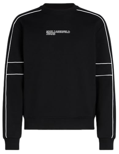 Karl Lagerfeld Jeans Herren Normaler PipingSweat Normaler Passform, Schwarz, L von KARL LAGERFELD JEANS