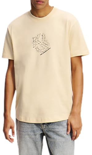 Karl Lagerfeld Jeans Herren Normales KurzarmT-Shirt Mit Gebogenem Saum ShiboriT-Shirt Normale Passform, Braun, XL von KARL LAGERFELD JEANS