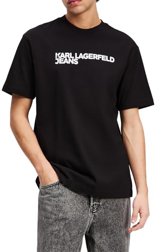 Karl Lagerfeld Jeans Herren Regular Kurzarm Essential Logo T-Shirt Normale Passform, Schwarz, L von KARL LAGERFELD JEANS