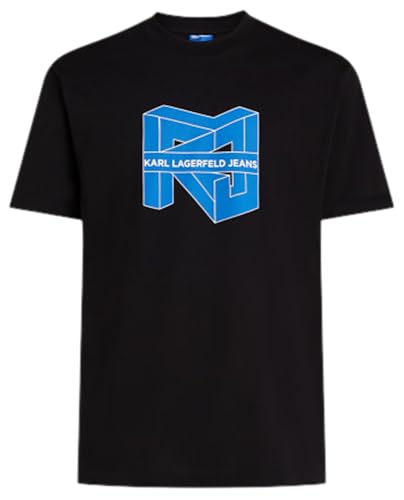 Karl Lagerfeld Jeans, Herren, Regular Kurzarm T-Shirt Mit Cube-Logo, Normale Passform, Schwarz, L von KARL LAGERFELD JEANS