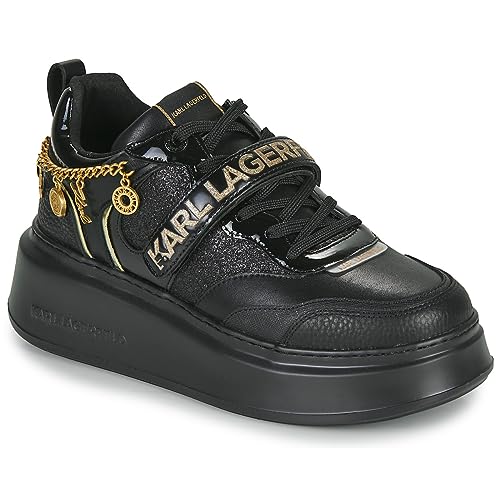 KARL LAGERFELD Anakapri Karl Charms Lo Lace Sneaker Damen Schwarz/Gold - 38 - Sneaker Low Shoes von KARL LAGERFELD