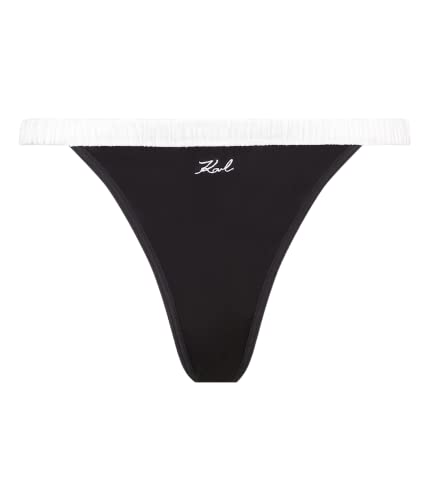 KARL LAGERFELD Damen Bi Colour Satin Tanga Schwarz S von KARL LAGERFELD
