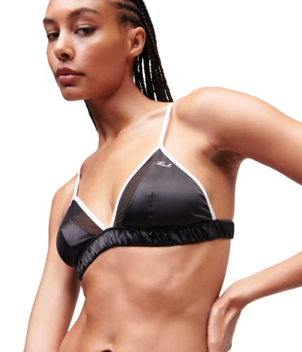 KARL LAGERFELD Damen Bi Colour Satin Triangel BH Schwarz XS von KARL LAGERFELD