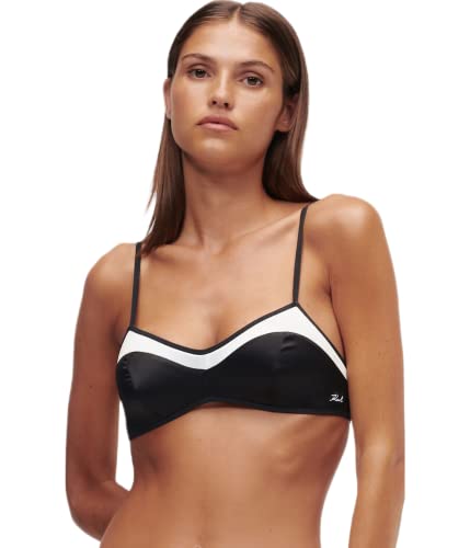 KARL LAGERFELD Damen Gepolsterter BH aus zweifarbigem Satin Schwarz XS von KARL LAGERFELD