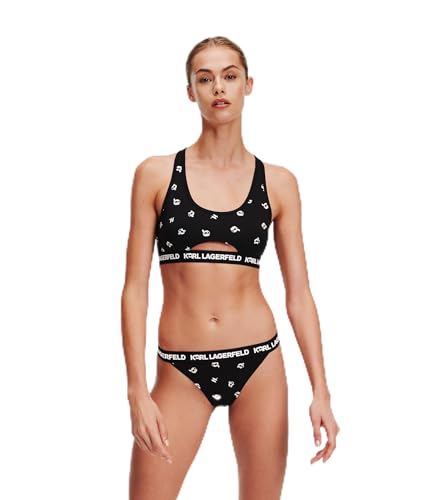 KARL LAGERFELD Damen Ikonik 2.0 Peephole Bralette Bra, Ikonik 2.0 Kl AOP Black, M EU von KARL LAGERFELD