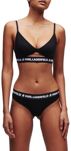 KARL LAGERFELD Damen Karl Lagerfeld Damen Logo Guckloch-Bh, Schwarz, XL von KARL LAGERFELD