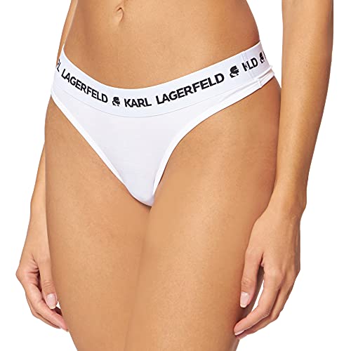 KARL LAGERFELD Damen Karl Lagerfeld Damen Tanga Mit Karl-Logo, Weiß, M von KARL LAGERFELD