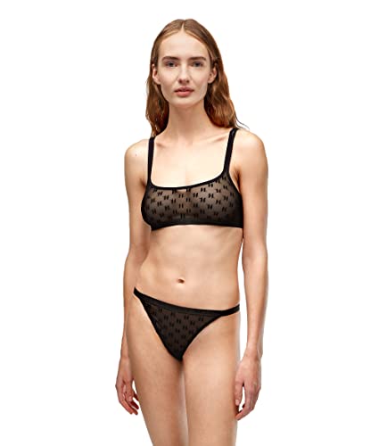 KARL LAGERFELD Damen Kl Monogramm Flock Bralette Schwarz XS von KARL LAGERFELD