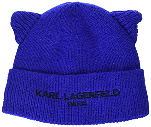 KARL LAGERFELD Damen Bestickte Choupette Katzenohren Beanie-Mütze, Blau, Einheitsgröße von KARL LAGERFELD