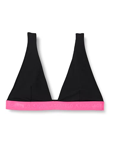 KARL LAGERFELD Damen Logo Gerippter Triangel BH Schwarz/Neon M von KARL LAGERFELD