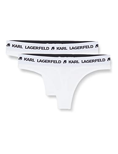 KARL LAGERFELD Damen Logo Tanga (2er Pack) Weiß M von KARL LAGERFELD