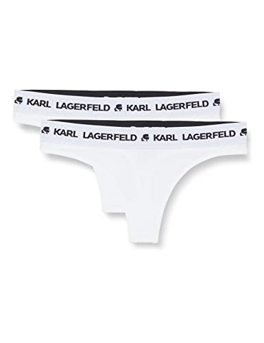 KARL LAGERFELD Damen Logo Tanga (2er Pack) Weiß S von KARL LAGERFELD