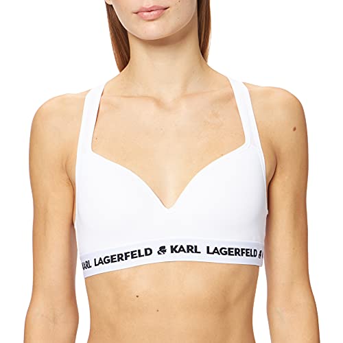 KARL LAGERFELD Damen Logo gepolsterter BH Weiß L von KARL LAGERFELD