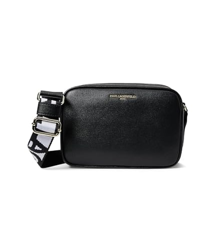 KARL LAGERFELD Damen Maybelle Solid Crossbody Cross Body, Schwarz/Gold von KARL LAGERFELD