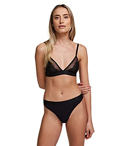 KARL LAGERFELD Damen Slip mit Spitze Schwarz L von KARL LAGERFELD