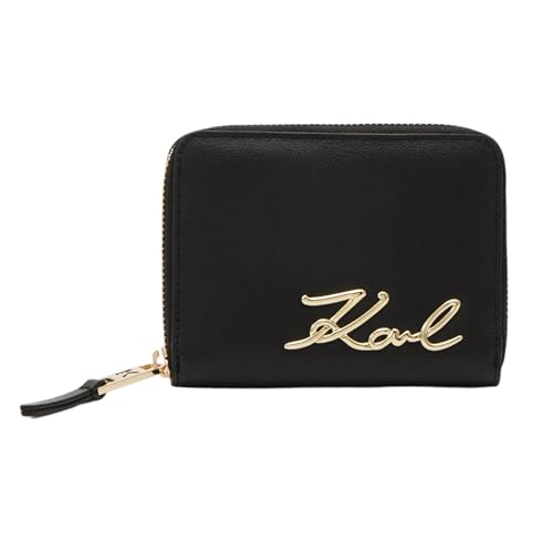 KARL LAGERFELD Geldbörse Logo K/Signature Gold Farbe Schwarz, Schwarz , 14 x 9 x 2 cm, Casual von KARL LAGERFELD