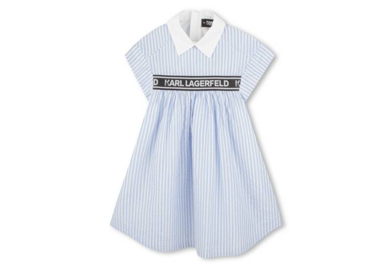 KARL LAGERFELD Hemdblusenkleid KARL LAGERFELD KIDS weiß-blau gestreiftes Hemdblusenkleid mit Logobund Hemdkragen, Logobund von KARL LAGERFELD