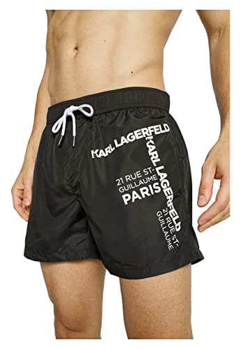 KARL LAGERFELD Herren Badehose Rue St.Guillaume KL22MBS06, Schwarz, S von KARL LAGERFELD