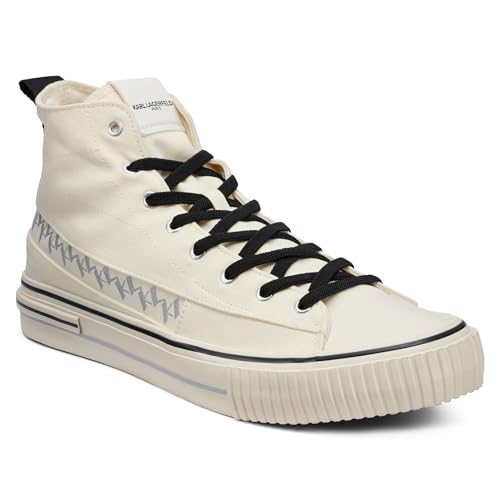 KARL LAGERFELD Herren Cottom Canvas Logo Band High Top Sneaker, Natürlich, 44 EU von KARL LAGERFELD