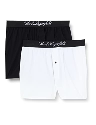 KARL LAGERFELD Herren Karl Lagerfeld Herren Hotel Karl Gewebte Boxershorts (X3), Schwarz/Weiß, L von KARL LAGERFELD