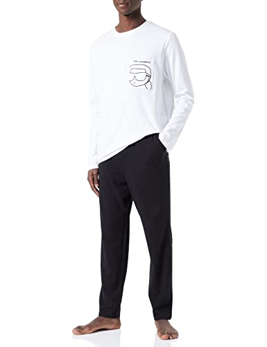 KARL LAGERFELD Herren Karl Lagerfeld Herren Ikonik 2.0 Langarm-Pyjama-Set, Schwarz/Weiß, L von KARL LAGERFELD