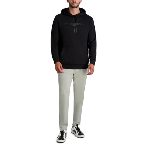 Karl Lagerfeld Paris Herren Klassischem Logo Kapuzenpullover, Schwarz, X-Large von KARL LAGERFELD