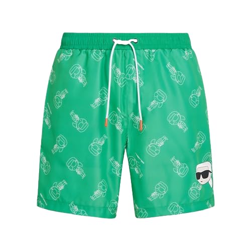 KARL LAGERFELD Ikonik 2.0 AOP Med Boardshorts, Ikonik Outline AOP Mint, M von KARL LAGERFELD