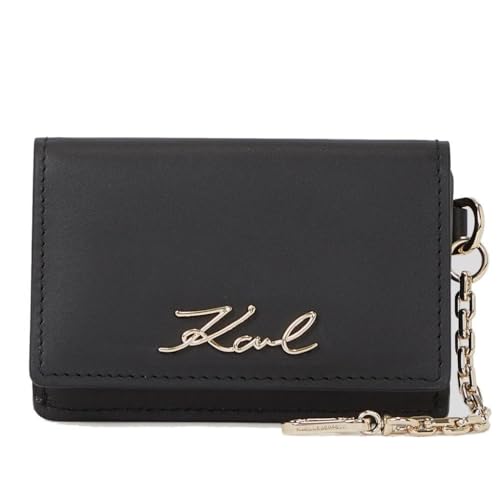 KARL LAGERFELD K/Signature Kartenetui mit schwarzer Kette, Schwarz , Medidas: 10 cm x 7 cm x 2 cm, Modern von KARL LAGERFELD