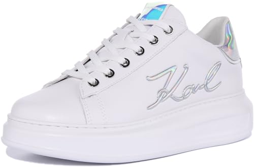 KARL LAGERFELD Kapri Signa Lace Womens White/Iridescent Trainers-UK 8 / EU 41 von KARL LAGERFELD