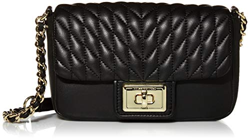 Karl Lagerfeld Paris Damen Agyness Sm Crossbody Umhängetasche, Schwarz/Gold von KARL LAGERFELD