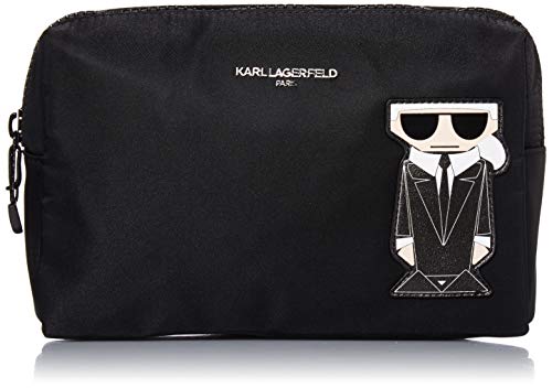 Karl Lagerfeld Paris Damen Women's Maybelle SLG Cosmetic Bag Reisezubehör-Kosmetiktasche, Schwarz/Silber von KARL LAGERFELD