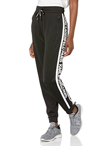 Karl Lagerfeld Paris Damen Block Letter Logo Jogger Trainingsanzug, Schwarz/Weiß, S von KARL LAGERFELD