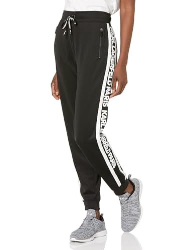 KARL LAGERFELD Damen Block Letter Logo Jogger Trainingsanzug, Schwarz/Weiß, S von KARL LAGERFELD