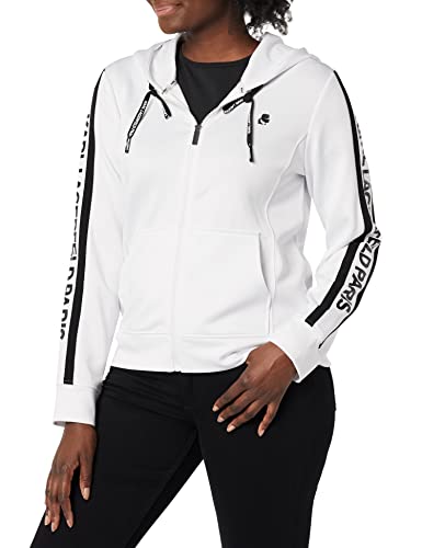 KARL LAGERFELD Damen Langärmeliger Kapuzenpullover mit Logo-Taping Sweatshirt, Weiss/opulenter Garten, L von KARL LAGERFELD