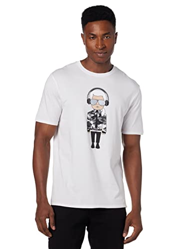 KARL LAGERFELD Herren Reflective Karl With Headphones T-shirt T Shirt, Weiß, L EU von KARL LAGERFELD