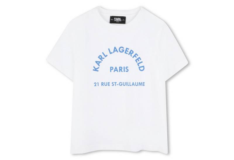 KARL LAGERFELD Print-Shirt KARL LAGERFELD KIDS T-Shirt weiß mit blauem Print und Logo von KARL LAGERFELD