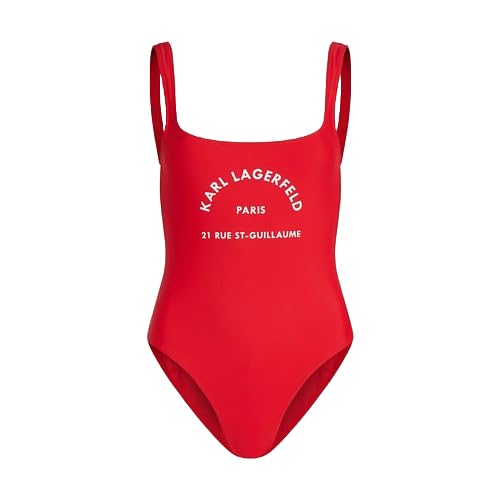 KARL LAGERFELD Rue St-Guillaume Logo Swimsuit, High Risk Red, L von KARL LAGERFELD