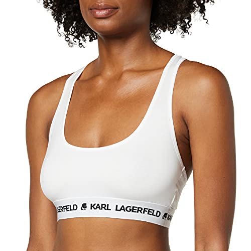 KARL LAGERFELD Damen Karl Lagerfeld Damen Sport-Bh Mit Karl-Logo, Weiß, M von KARL LAGERFELD