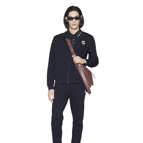 Karl Ikonik Sweatshirt mit Reißverschluss, Mitternachtsblau, Large von KARL LAGERFELD