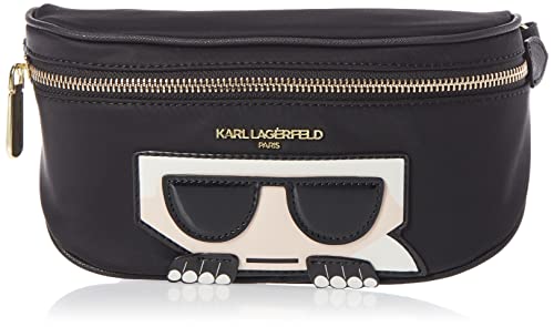 KARL LAGERFELD Damen Amour Nylon Karl Gürteltasche Schultertasche, Tiefschwarz, Mehrfarbig von KARL LAGERFELD