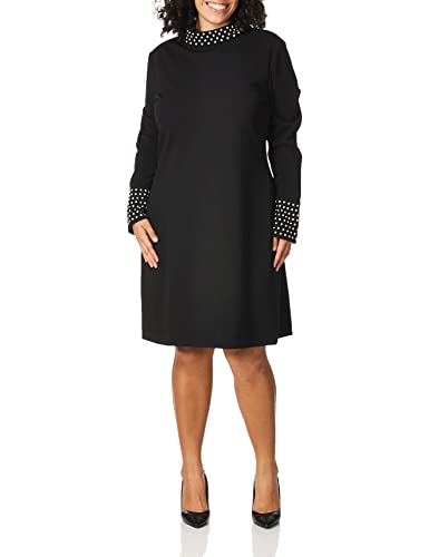 Karl Lagerfeld Paris Damen Etuikleid mit Stehkragen und Glockenärmeln Kleid, Schwarz, 42 von KARL LAGERFELD