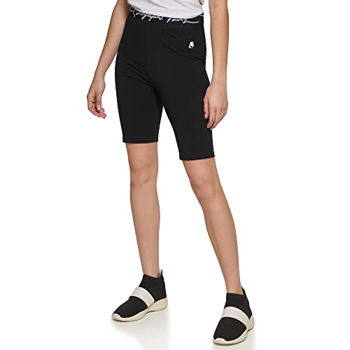 Karl Lagerfeld Paris Damen Karl Signature Bund Biker Short, Schwarz, X-Groß von KARL LAGERFELD