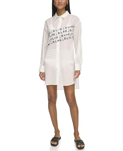 Karl Lagerfeld Paris Damen Lt2cs831-sw9-xl Überwurf für Schwimmbekleidung, Weiß (Soft White), XL von KARL LAGERFELD